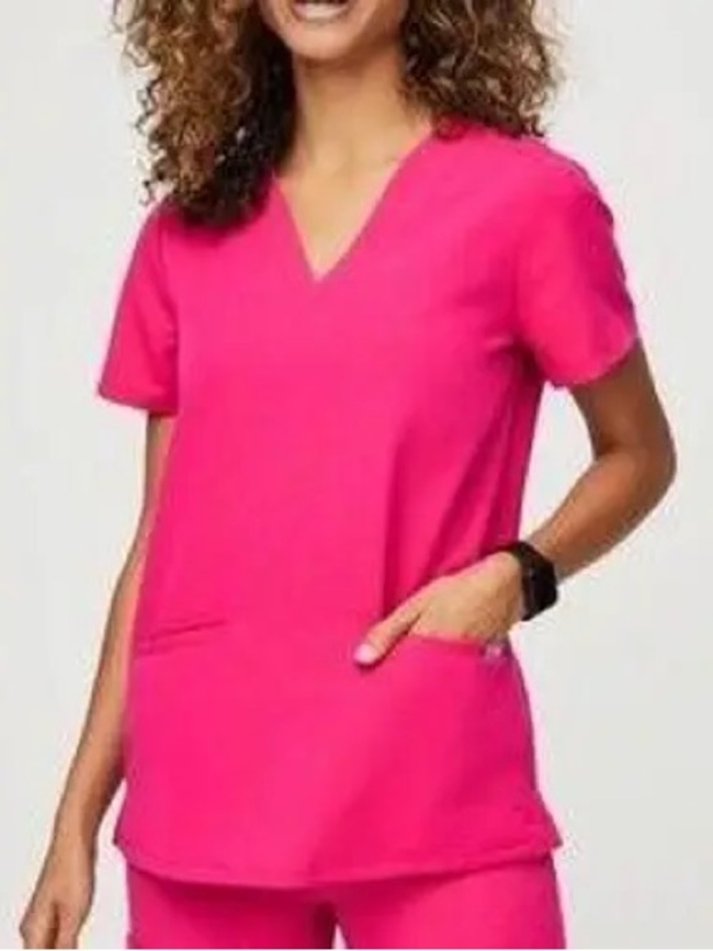 Figs Women's Pink Casma Three-Pocket Scrub Top